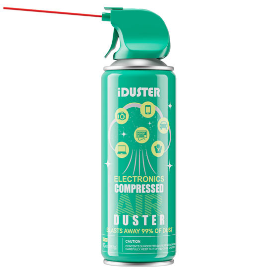 Picture of iDuster Compressed Canned Air Duster - Disposable Electronic Keyboard Cleaner for Cleaning Duster