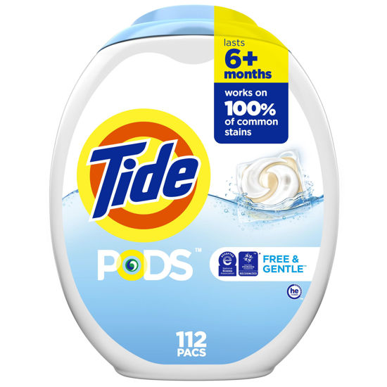 Picture of Tide PODS Free and Gentle Laundry Detergent Soap Pacs 112 ct HE Compatible and Coldwater Clean