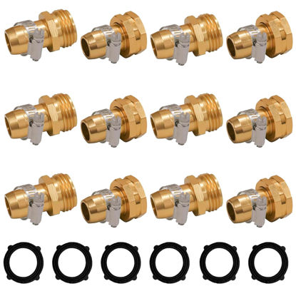 Picture of Hourleey Garden Hose Repair Connector with Clamps, Fit for 3/4" or 5/8" Garden Hose Fitting (6-Set)