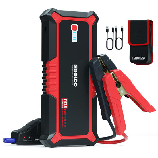 GOOLOO GP3000 3000A Jump Starter,12V Car Battery Jump Starter for up to  10.0L Gas Engines & 8.0L Diesel, Supersafe Lithium Jump Box Battery Booster