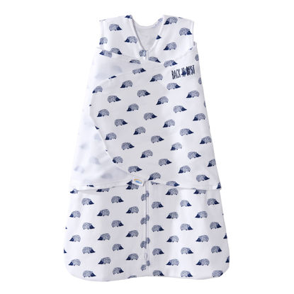 Picture of HALO 100% Cotton Sleepsack Swaddle, 3-Way Adjustable Wearable Blanket, TOG 1.5, Navy Hedgehog, Newborn, 0-3 Months