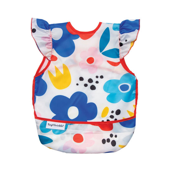 Picture of Tiny Twinkle Mess Proof Baby Bib - Waterproof Baby Apron - Machine Washable - PVC, BPA, & Phthalate Free - Great Travel Bib for Baby Eating - Baby Food Bibs (Modern Floral, Small 6-24 Months)