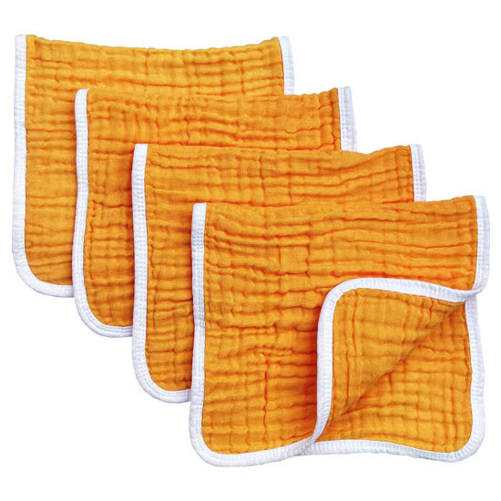 Picture of Muslin Burp Cloths Large 20 by 10 Inches 100% Cotton 6 Layers Extra Absorbent and Soft (Orange)