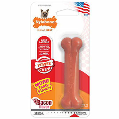 Picture of Nylabone Power Chew Flavored Durable Chew Toy for Dogs Bacon X-Small/Petite (1 Count)