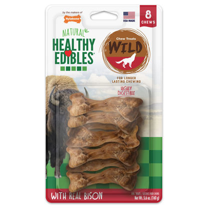 Picture of Nylabone Healthy Edibles WILD Natural Long-Lasting Dog Treats - Dog Bone Treats - Bison Flavor, Small (8 Count)