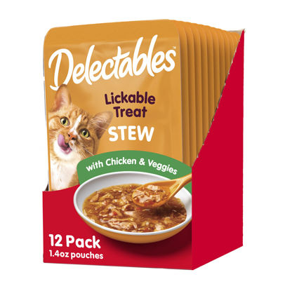 Picture of Hartz Delectables Stew Lickable Wet Cat Treats for Adult & Senior Cats, Chicken & Veggies, 1.4 Ounce (Pack of 12) (Packaging may vary)