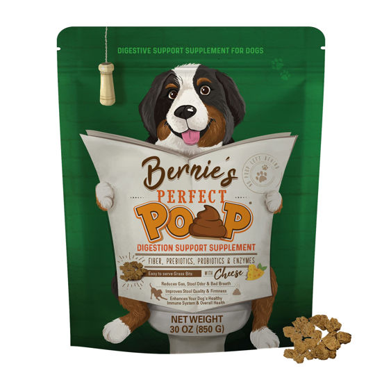 Picture of Perfect Poop Digestion & General Health Supplement for Dogs: Fiber, Prebiotics, Probiotics & Enzymes Relieves Digestive Conditions, Optimizes Stool, and Improves Health (Cheddar Cheese, 30.0)