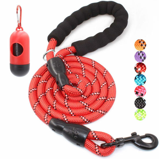 Picture of BAAPET 2/4/5/6 FT Dog Leash with Comfortable Padded Handle and Highly Reflective Threads for Small Medium and Large Dogs (6FT-1/2'', Red)