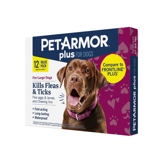 Picture of PetArmor Plus Flea and Tick Prevention for Dogs, Dog Flea and Tick Treatment, Waterproof Topical, Fast Acting, Large Dogs (45-88 lbs), 12 Doses