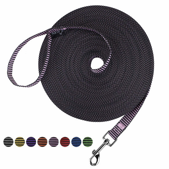 Picture of Hi Kiss Dog/Puppy Obedience Recall Training Agility Lead - 15ft 20ft 30ft 50ft 100ft Training Leash - Great for Training, Play, Camping, or Backyard(15ft,BL+PK)