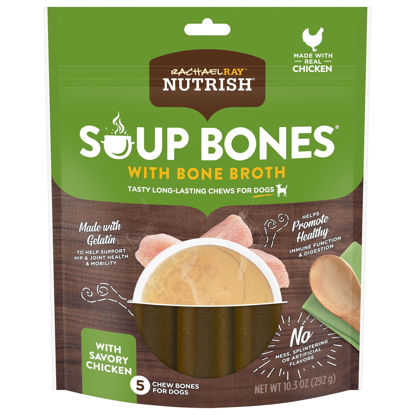 Picture of Rachael Ray Nutrish Soup Bones with Bone Broth Dog Chews with Savory Chicken, 5 Bones (Pack of 6)