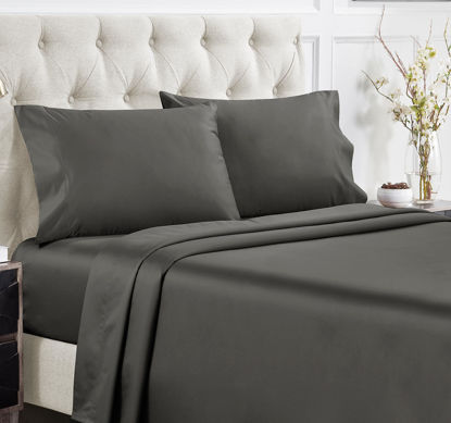 Picture of California Design Den 100% Cotton Sheets, Softest 4-Pc Queen Sheet Set, Cooling Sheets for Queen Size Bed, Deep Pockets, 400 Thread Count Sateen, Bedding Sheets & Pillowcases, Queen Sheets (Dark Gray)