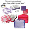 Picture of Bento Boxes with Bags and Ice Packs Set of 2. Lunch Box Snack Containers for Kids Boys Girls Adults. 6 Compartments, Leakproof Portion Container Insulated Bag for School Lunches, Pink, Purple