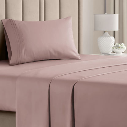 Picture of Twin Size Sheet Set - Breathable & Cooling Sheets - Hotel Luxury Bed Sheets - Extra Soft - Deep Pockets - Easy Fit - 3 Piece Set - Wrinkle Free - Comfy - Mauve Bed Sheets - Twins Sheets - 3 PC