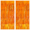 Picture of KatchOn, XtraLarge Orange Fringe Backdrop - 6.4x8 Feet, Pack of 2 Orange backdrop | Orange Birthday Decorations | Orange Foil Fringe Backdrop for Orange Party Decorations, Basketball Party Decorations