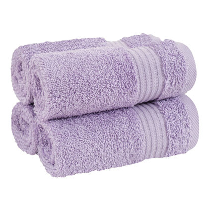 Picture of Cotton Paradise Washcloths for Bathroom, 13 x 13 Inch 100% Turkish Cotton Towels Soft Absorbent Luxury Washcloths, Small Hand Face Towels, Lilac Washcloths