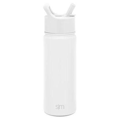 Picture of Simple Modern Kids Water Bottle with Straw Lid Vacuum Insulated Stainless Steel Metal Thermos Bottles | Reusable Leak Proof BPA-Free Flask for School | Summit Collection | 18oz, Winter White