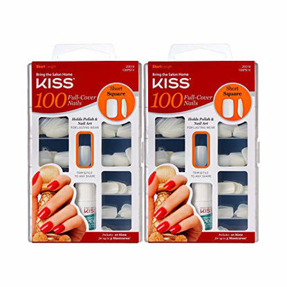 Picture of Kiss 100 Full Cover Nails Short Square (Short Length) (2 Pack)