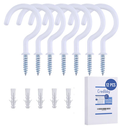 Vinyl Coated Screw-In Ceiling Hooks Cup Hooks 2.9 Inches Screw Hooks 30 Pack (White)