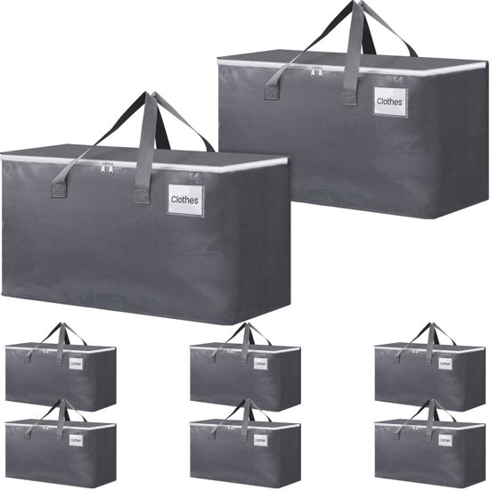 Picture of BlissTotes Large Moving Boxes with Zippers & Handles Moving Supplies with lids, Heavy Duty Totes for Storage Bags for Space Saving, Fold Flat, Moving and Storing 93L, 8 Pack