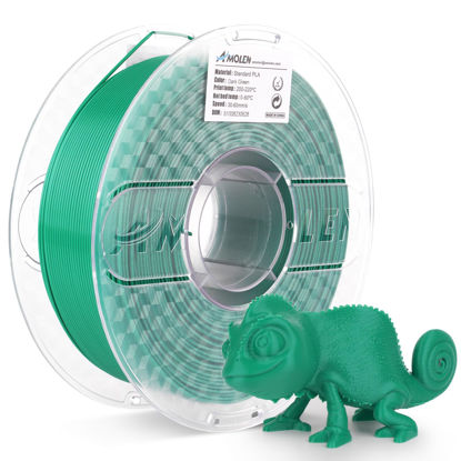 Picture of AMOLEN PLA 3D Printer Filament, High Speed Dark Green PLA Filament 1.75mm, PLA 3D Printing Filament for Most FDM 3D Printer, 1kg Spool(2.2lbs), Dark Green