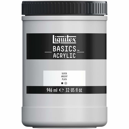 Picture of Liquitex BASICS Acrylic Paint, 946ml (32-oz) Jar, Silver, 1 Quarts (Pack of 1)