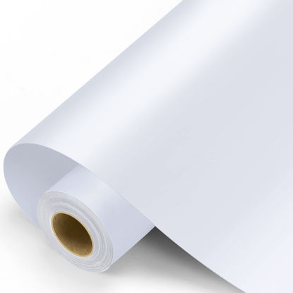 Picture of Matte White Permanent Vinyl - 12" x11FT White Adhesive Vinyl Roll for All Cutting Machine, Permanent Outdoor Vinyl for Decor Sticker, Car Decal, Scrapbooking, Signs, Waterproof