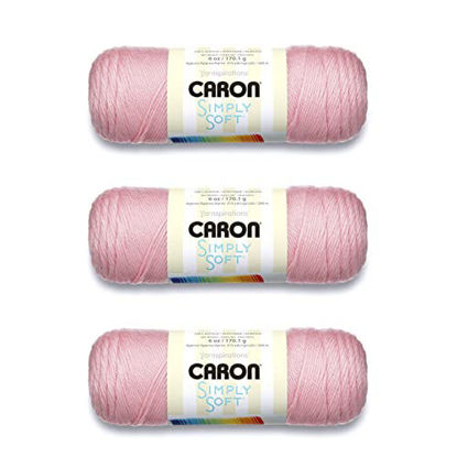 Picture of Caron Simply Soft Soft Pink Yarn - 3 Pack of 170g/6oz - Acrylic - 4 Medium (Worsted) - 315 Yards - Knitting/Crochet