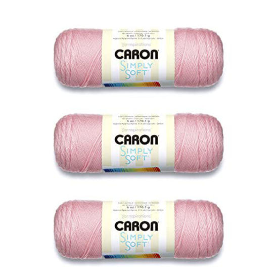 Picture of Caron Simply Soft Soft Pink Yarn - 3 Pack of 170g/6oz - Acrylic - 4 Medium (Worsted) - 315 Yards - Knitting/Crochet