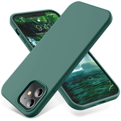 Picture of OTOFLY Soft Silicone Designed for iPhone 12/12 Pro Case,[Military Grade Drop Protection] [Anti-Scratch Microfiber Lining] Shockproof Protective Phone Case Slim Thin Cover 6.1 inch,Pine Green