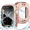 Picture of Goton 2 in 1 Waterproof Case for Apple Watch Screen Protector 40mm SE 2nd Gen Series 6 5 4 SE, 360 Protective Glass Face Cover + Back Frame for iWatch 6 5 4 SE Accessories 40 mm, Original Rose Gold