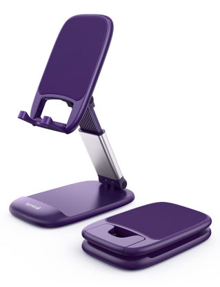 Picture of Lamicall Purple Phone Stand for Desk - Dark Purple Cell Phone Holder Purple Desk Accessories Desktop Office Must Have Compatible with iPhone 13 Pro Max Mini, 12 11 XR X 8 7 6 Plus SE, 4-8'' Smartphone