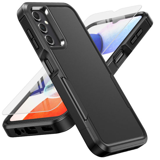 Picture of FNTCASE for Samsung Galaxy A14 5G Case: Dual Layer Protective Heavy Duty Cell Phone Cover Shockproof Rugged with Non Slip Textured - Military Protection Bumper Tough - 2023, 6.6inch (Matte Black)