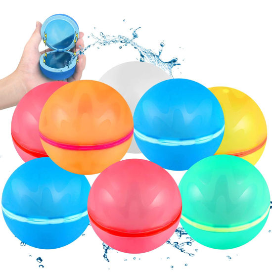 Picture of SOPPYCID Reusable Water Balloons, Easy Quick Fill & Self-Sealing Water Bombs, Soft Silicone Water Splash Ball, No Pick UP after Water Fight, Magnetic Water Ball for Outdoor Games, Summer Party(8Pcs)