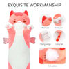 Picture of Mewaii Long Cat Plush Body Pillow, 20 Inch Cute Pink Cat Stuffed Animals Soft Plushies, Kitten Plush Throw Pillow Doll Toy Gift for Girlfriend