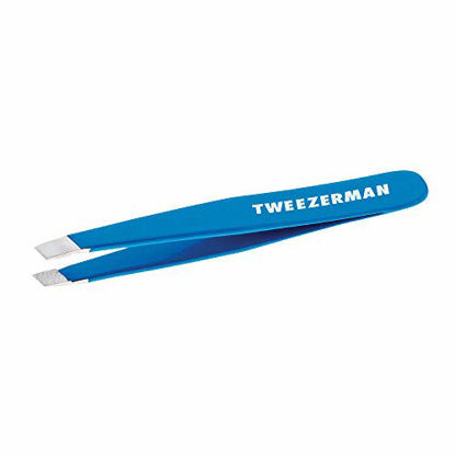 Picture of Tweezerman Mini Slant Tweezer - Tweezers For Eyebrows, Travel Tweezers For Eyebrows, Facial Hair, Ingrown Hair (Bahama Blue)