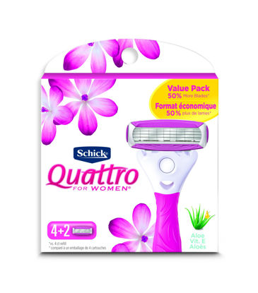 Picture of Schick Quattro Ultra Smooth Razor Blade Refills for Women Value Pack, 6 Count (Pack of 1)