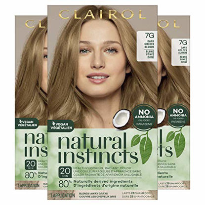 Picture of Clairol Natural Instincts Demi-Permanent Hair Dye, 7G Dark Golden Blonde Hair Color, Pack of 3