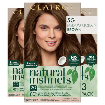 Picture of Clairol Natural Instincts Demi-Permanent Hair Dye, 5G Medium Golden Brown Hair Color, Pack of 3