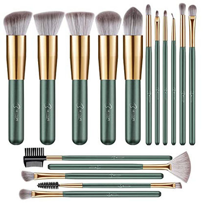 Picture of Premium Synthetic Foundation Blending Face Powder Blush Concealers Eye Shadows Make Up Brushes Kit (Green)