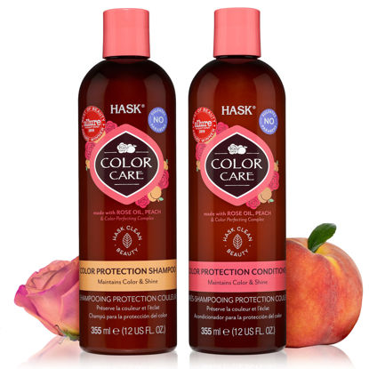 Picture of HASK COLOR CARE Shampoo + Conditioner Set for Colored Hair, Vegan, Color Safe, Gluten-Free, Sulfate-Free, Paraben-Free, Cruelty-Free - 1 Shampoo and 1 Conditioner