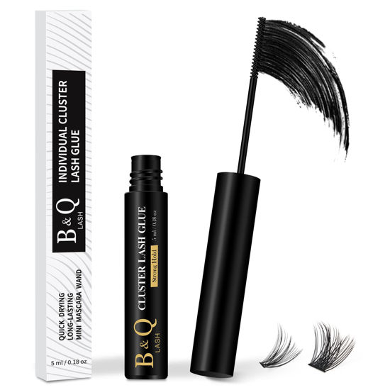 Picture of Lash Cluster Glue 5 ML B&Q LASH Bond White Long Retention Eyelash Glue for Personal DIY Eyelash Extension Waterproof Lash Bond Glue Mild High Adhesive Lash Glue for Beginners (Black,5ml)