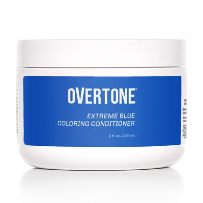 Picture of oVertone Haircare Color Depositing Conditioner - 8 oz Semi Permanent Hair Color Conditioner with Shea Butter & Coconut Oil - Extreme Blue Temporary Cruelty-Free Hair Color (Extreme Blue)