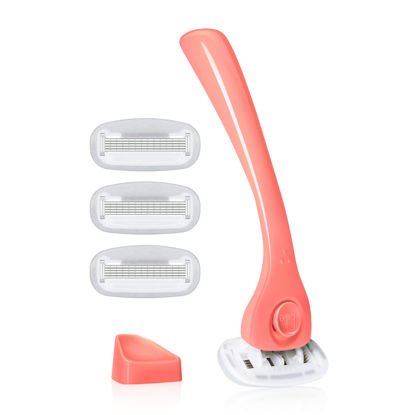 Picture of Billie Razors for Women Shave Kit - Women’s Razor + 4 x 5-Blade Razor Refills + Magnetic Holder - Coral