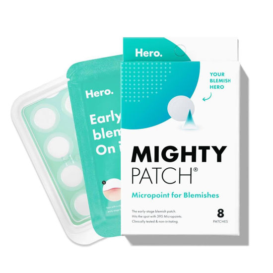 Picture of Mighty Patch Micropoint for Blemishes from Hero Cosmetics - Hydrocolloid Acne Spot Treatment Patch for Early Stage Zits and Hidden Pimples, 395 Proprietary Micropoints (8 Patches)