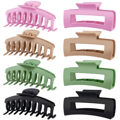 Picture of TOCESS 8 Pack Big Hair Claw Clips for Women Large Claw Clip for Thin Thick Curly Hair 90's Strong Hold 4.33 Inch Nonslip Matte Jumbo Hair Clips (8 Pcs)