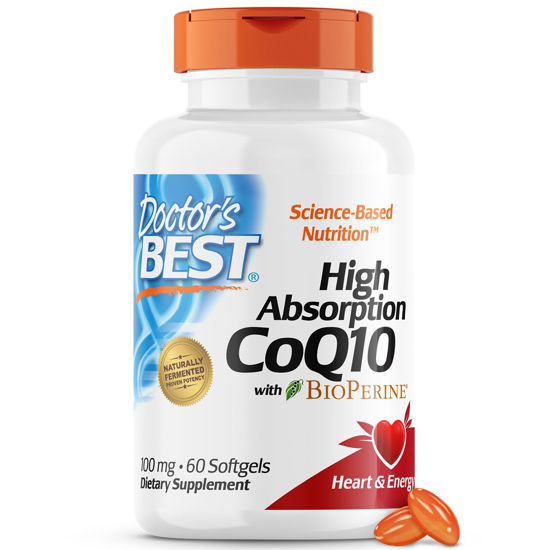 Picture of Doctor's Best High Absorption CoQ10 with BioPerine, Gluten Free Naturally Fermented, Heart Health & Energy Production, 100 mg, 60 SoFtgels