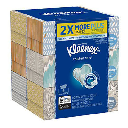 Picture of Kleenex Trusted Care Everyday Facial Tissues, Flat Box, 160 Count (Pack of 6)