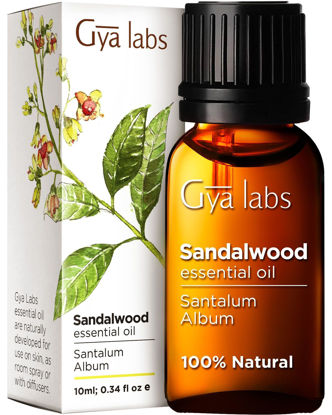 Picture of Gya Labs Sandalwood Essential Oils for Diffuser - 100% Natural Sandalwood Oil - Sandalwood Essential Oil for Hair, Skin, Massage, & Perfume (0.34 fl oz)