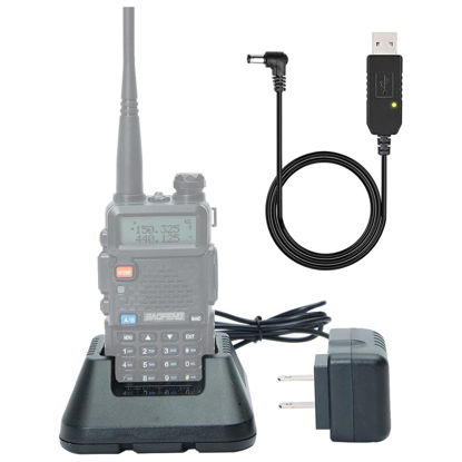 Picture of Baofeng Original UV-5R with US Adapter Charger for BAOFENG UV-5R BF-F8HP UV-5X3 5RA 5RB 5RC 5RD 5RE 5REPLUS Two Way Radio (Desktop Charger and Type-C Cable)